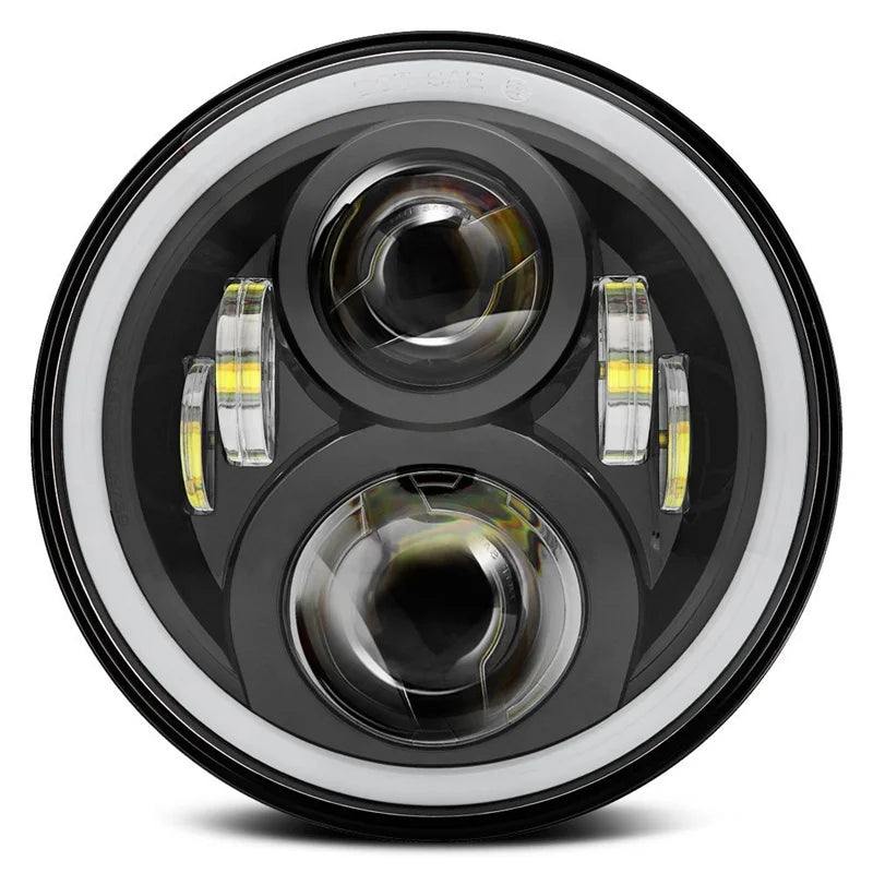 2x Car 7 Inch Led Headlight Hi/Low H4 Halo Angle Eyes DRL For Jeep JK TJ OffRoad Defender Hummer 4x4 Suzuki Samurai Headlamp