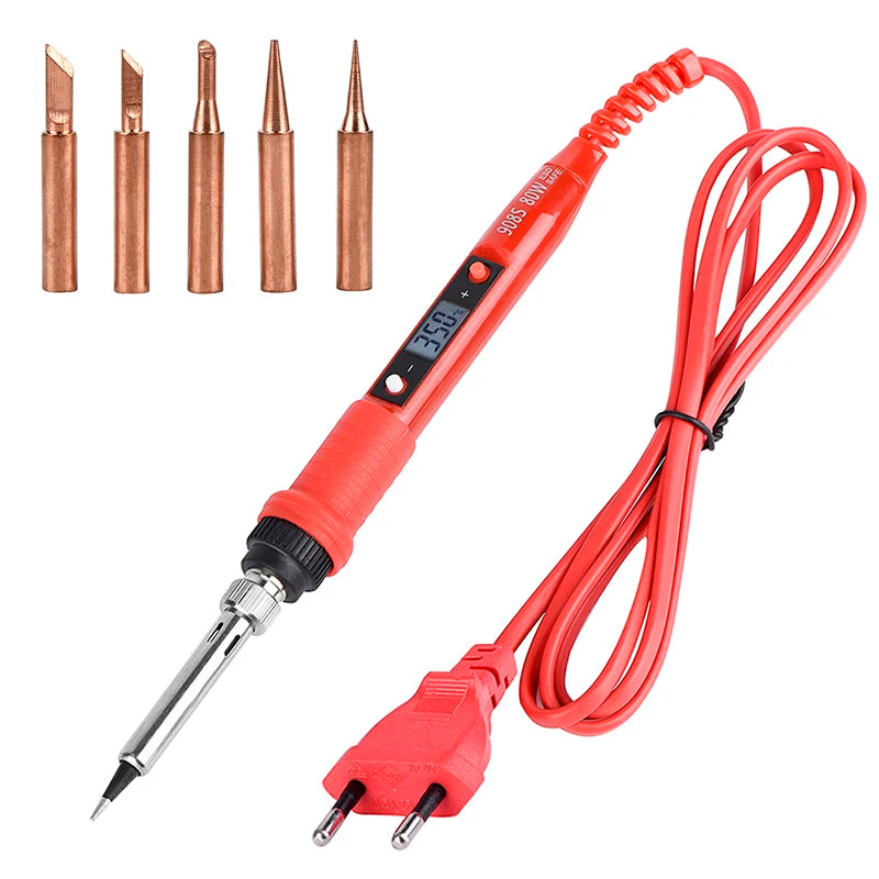 JCD Soldering Iron Kit Adjustable Temperature 220V 80W LCD Digital Display Welding Repair Tools With Solder Tin Iron Tips 908S