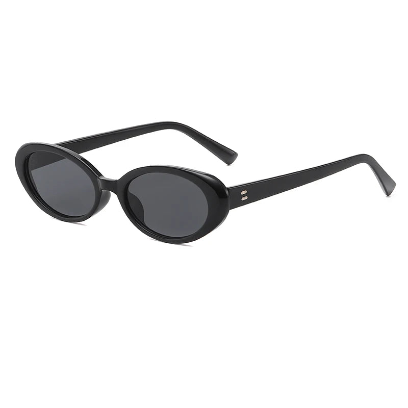 New Women's Retro Oval Sunglasses Black Small Frame Fashion Brand Trendy Hot Points Sun Glasses Female Lady Goggle UV400
