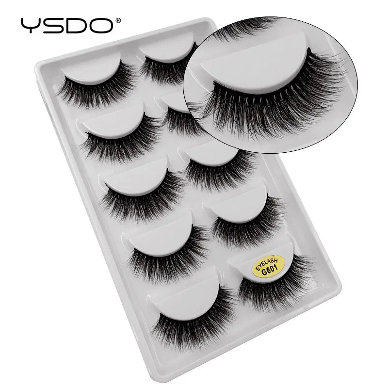 YSDO 5 Pairs False Eyelashes Lashes Natural Fluffy Faux Mink Eyelashes Cilios Mink 3d Soft Lashes Thick Faux Cils Maquiagem