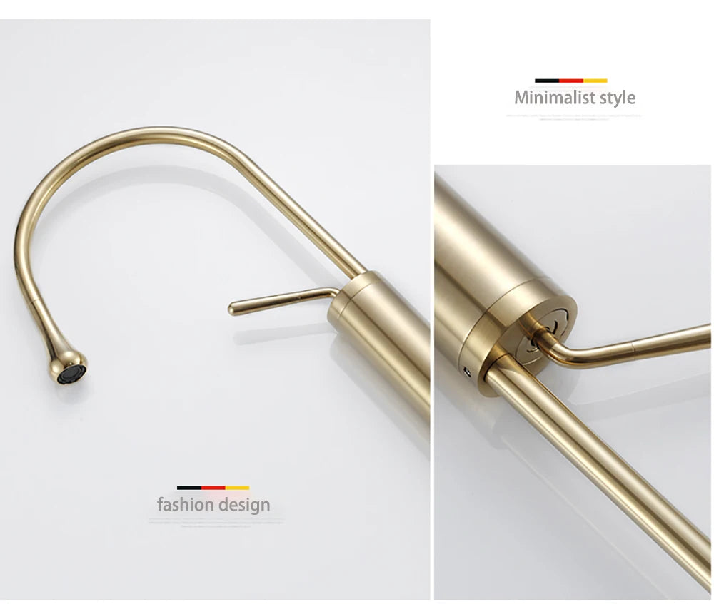 Modern Basin Faucet Brushed Gold Black Silver Faucet Deck Mounted Basin Sink Tap Mixer Hot & Cold Brass Tap for Bathroom