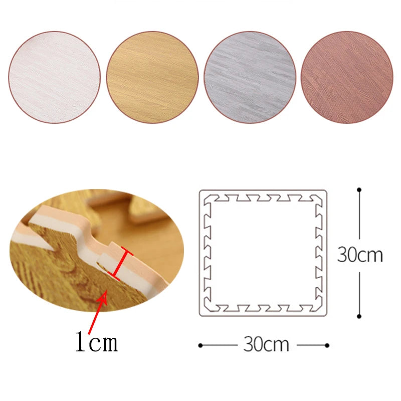Wood Grain Puzzle Floor Foam Carpet Bedroom Splicing Mat Baby Play Mat Interlocking Exercise Tiles30*30cm