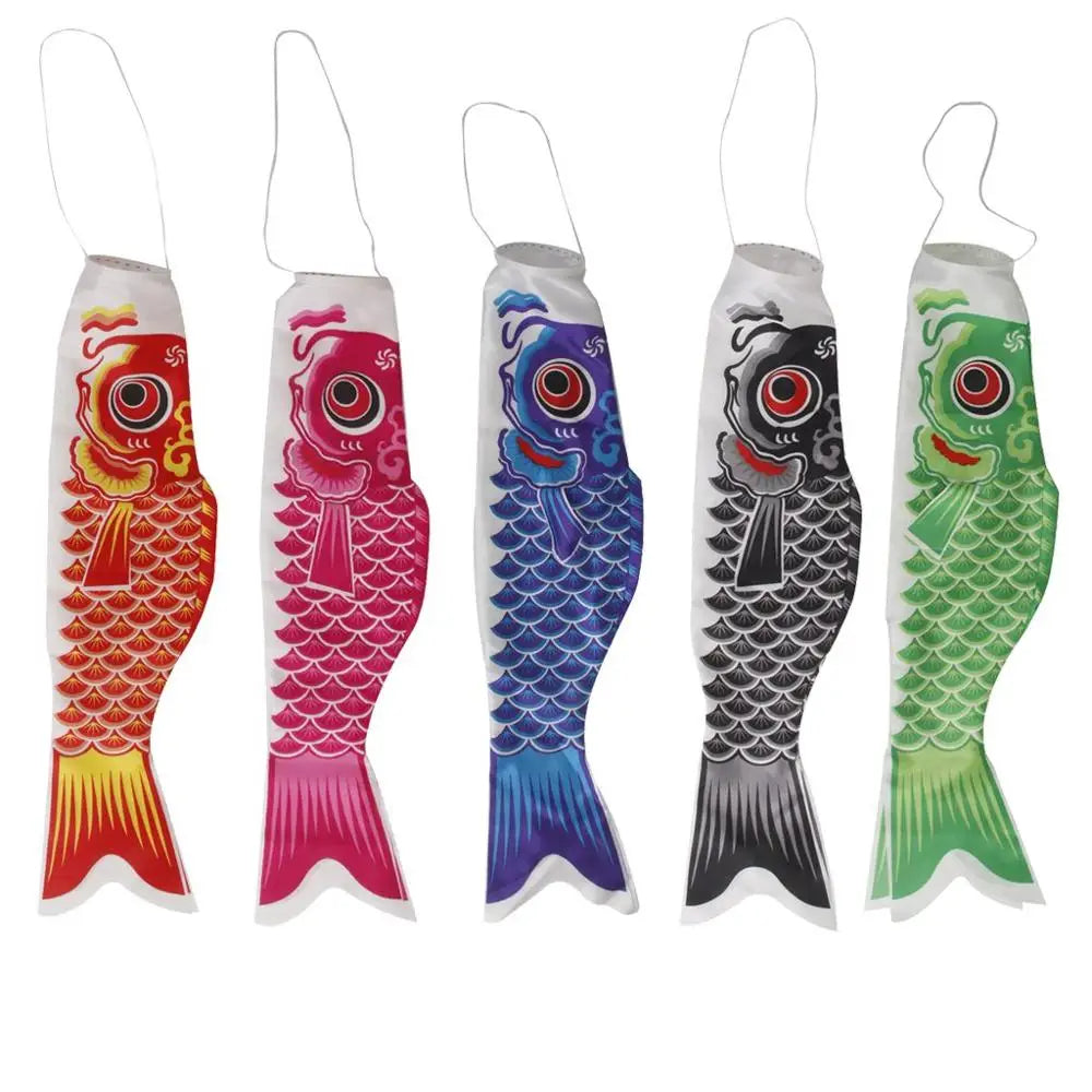 Satin Japanese Carp Windsock Wind Streamer Koi Nobori Sailfish Fish Flag for Outdoor Garden Yard Children's Day Decoration