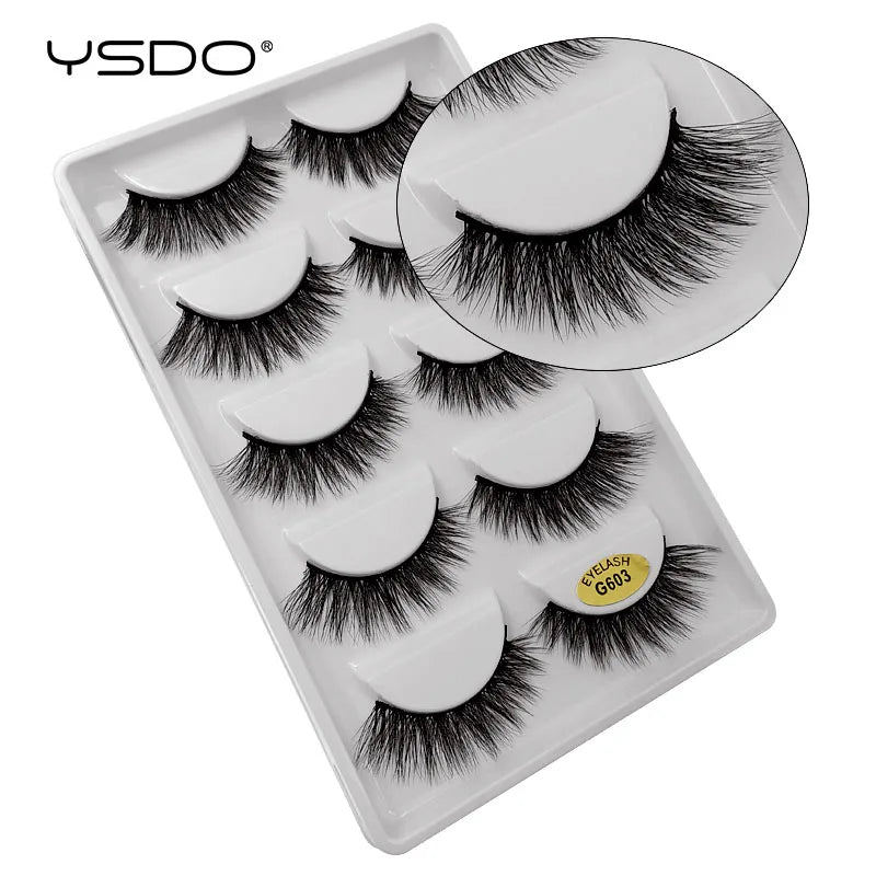 YSDO 5 Pairs False Eyelashes Lashes Natural Fluffy Faux Mink Eyelashes Cilios Mink 3d Soft Lashes Thick Faux Cils Maquiagem