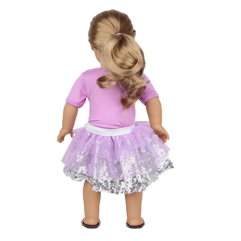 Sequins Dress Doll Clothes For 17 Inch&43cm Baby New Born Doll Brilliant Party Reunion Doll Skirt For American 18 Inch Doll DIY