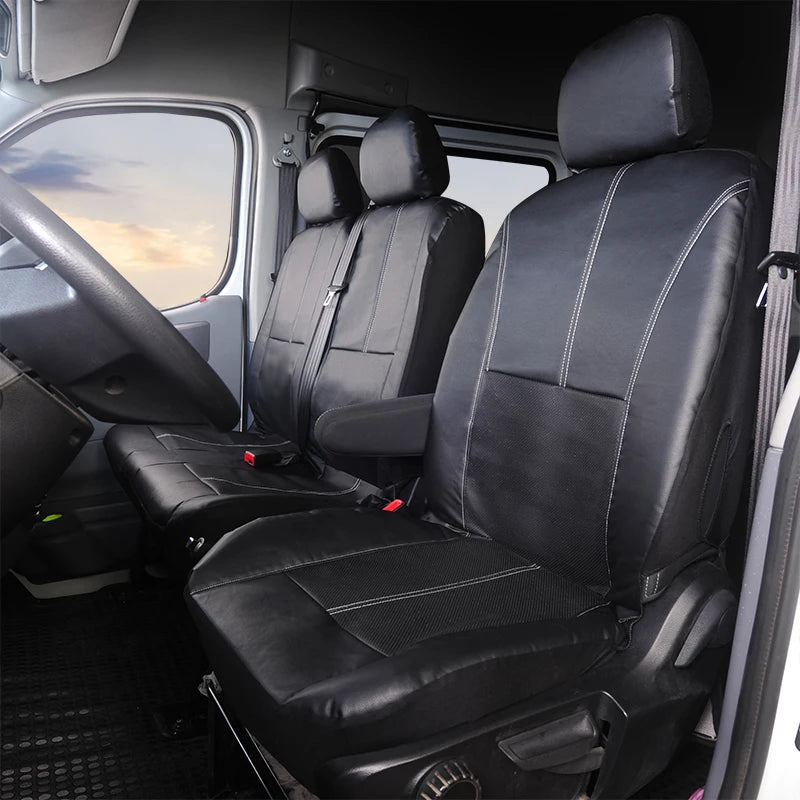 1+2 Seat Covers PU Leather Seat Cover for Transporter for Ford transit Van Truck Lorry for Renault for Peugeot for Opel Vivar