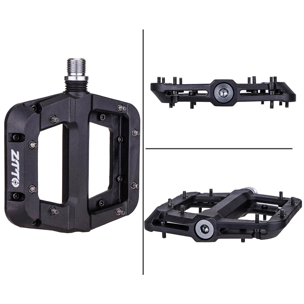 ZTTO MTB Bearings Ultralight Flat Pedal Chester XC Race AM Mountain BMX Face Anti-slip Big Foot DU Bushing Nylon Plastic Bicycle