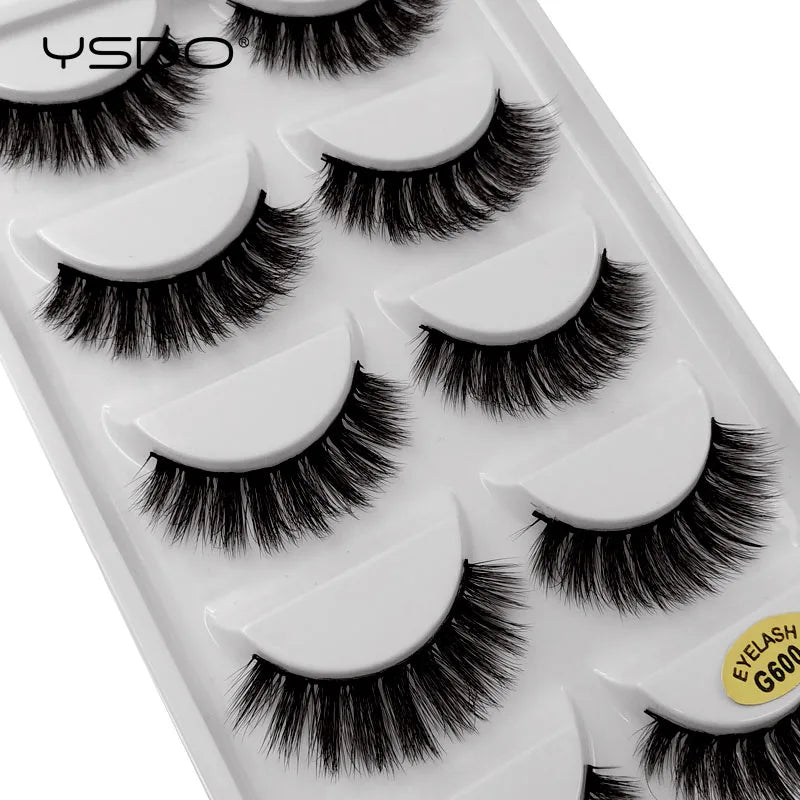 YSDO 5 Pairs False Eyelashes Lashes Natural Fluffy Faux Mink Eyelashes Cilios Mink 3d Soft Lashes Thick Faux Cils Maquiagem