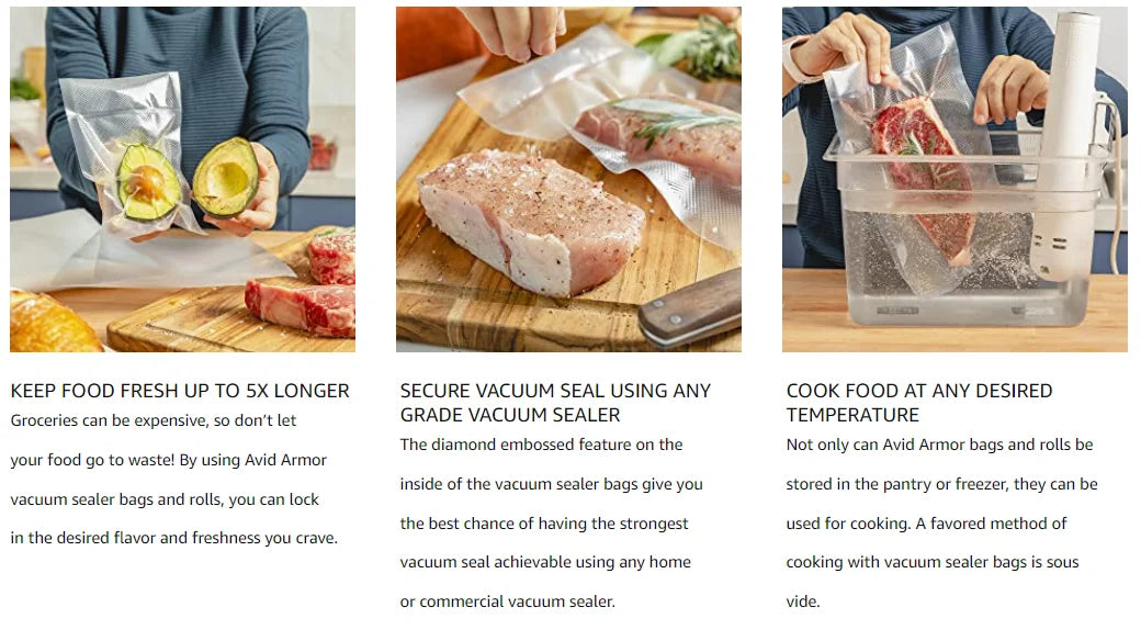 100 Quart Vacuum Sealer Bags for Food Saver, Seal a Meal, Grade, Heavy Duty, Great for vac storage, Meal Prep or Sous Vide
