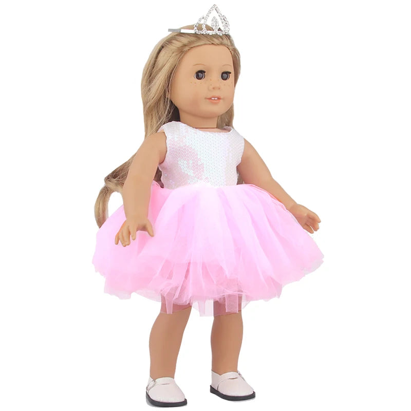Sequins Dress Doll Clothes For 17 Inch&43cm Baby New Born Doll Brilliant Party Reunion Doll Skirt For American 18 Inch Doll DIY