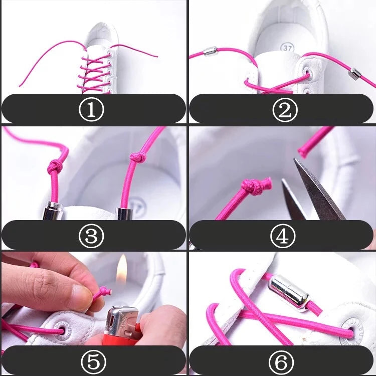 Elastic Laces Sneakers Round Shoelaces without ties Rubber No Tie Shoe laces Shoes Kids Adult Quick Shoe lace Rubber Bands
