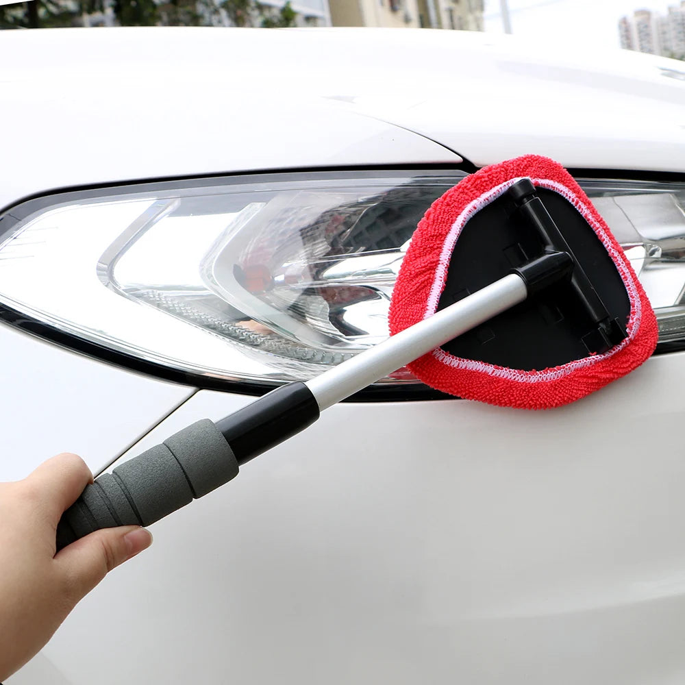 Window Scraping Mist Eliminator Microfiber Car Window Cleaner Telescopic Window Glass Cleaner Car Windshield Cleaning Brush