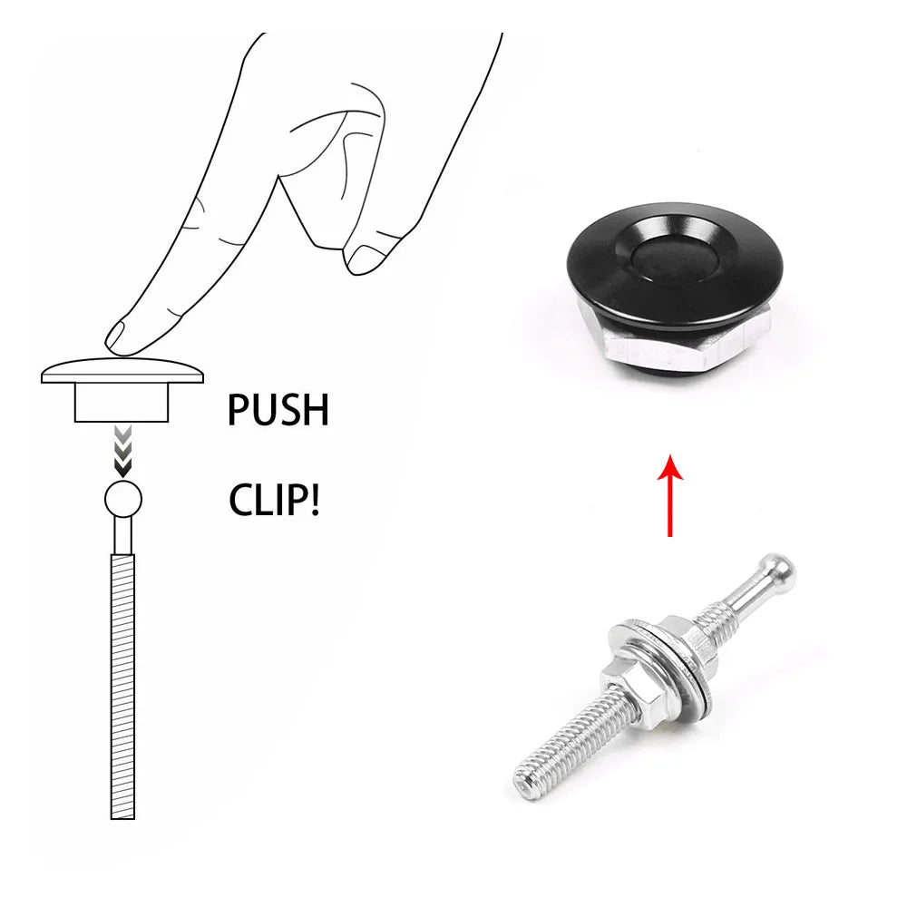 1.25" Universal Style Push Button Billet Hood Pins Lock Clip Kit For BMW ect Car Quick Pins BX102253