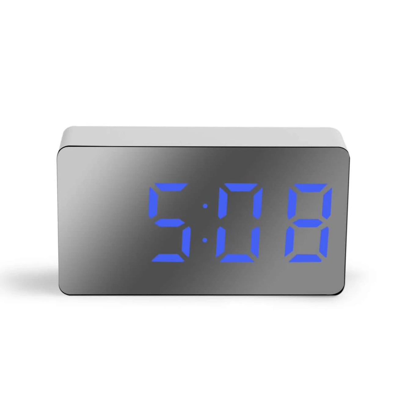 LED Digital Mirror Alarm Clock Mini Clock Multifunctional Snooze Display Time Night LCD Light Table Desktop USB 5v/No Battery
