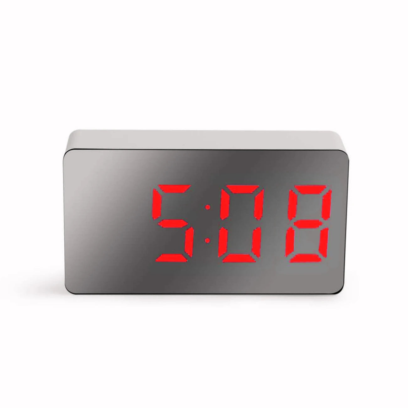 LED Digital Mirror Alarm Clock Mini Clock Multifunctional Snooze Display Time Night LCD Light Table Desktop USB 5v/No Battery