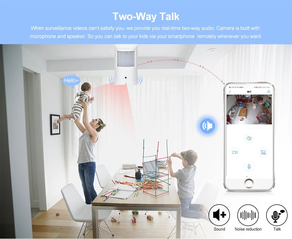 Tuya 6mp Mini wifi Camera 4MP PIR Style Indoor Onvif Built-in Audio TF Card Slot IPC Vision 48pcs 940nm IR LED Smart Security
