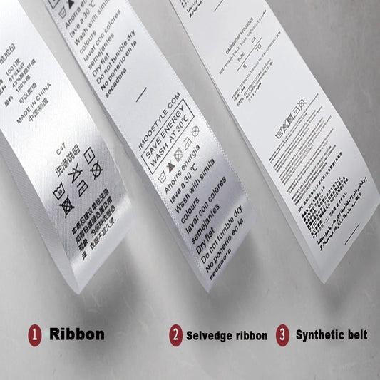 Width2.5cm Free designCustom Printed Satin Labels/Garment Clothing Tags/Woven Labels Screen Printing Water Wash Care Label
