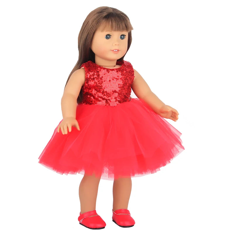 Sequins Dress Doll Clothes For 17 Inch&43cm Baby New Born Doll Brilliant Party Reunion Doll Skirt For American 18 Inch Doll DIY