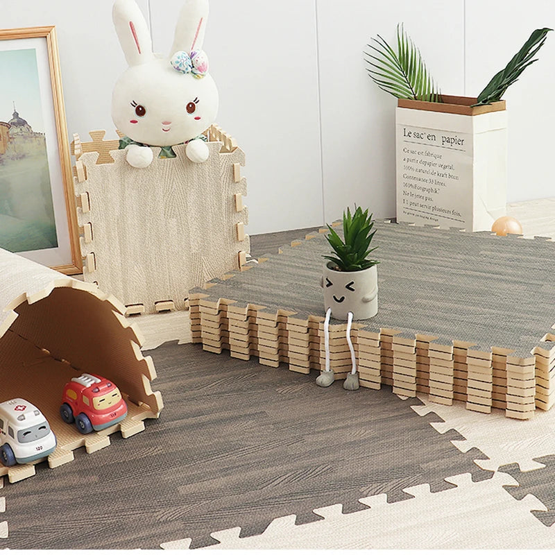 Wood Grain Puzzle Floor Foam Carpet Bedroom Splicing Mat Baby Play Mat Interlocking Exercise Tiles30*30cm