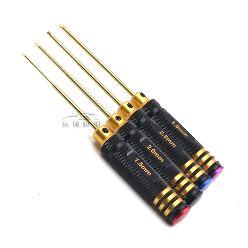 Ajrc 4pcs/set Titanium Plating 1.5/2/2.5/3mm Hexagon Screwdriver Screw Driver Tool Kit For Rc Model Car Boat Airplane
