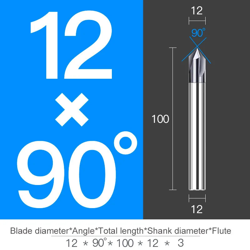 Chamfer Milling Cutter Carbide Corner Countersink Chamfering End Mill Deburring Edges V Grove Router 60 90 120 Degree 2 3 Flutes