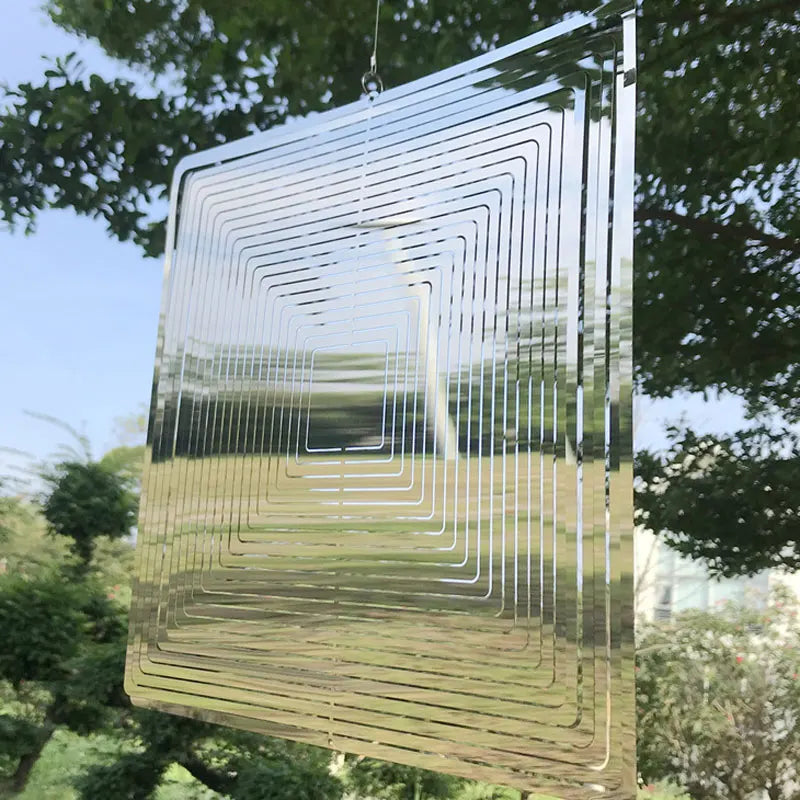 3D Wind Spinner Chime Heart Square Drop Shape Stainless Steel Rotating WindChime For Both Outdoor Garden And Indoor