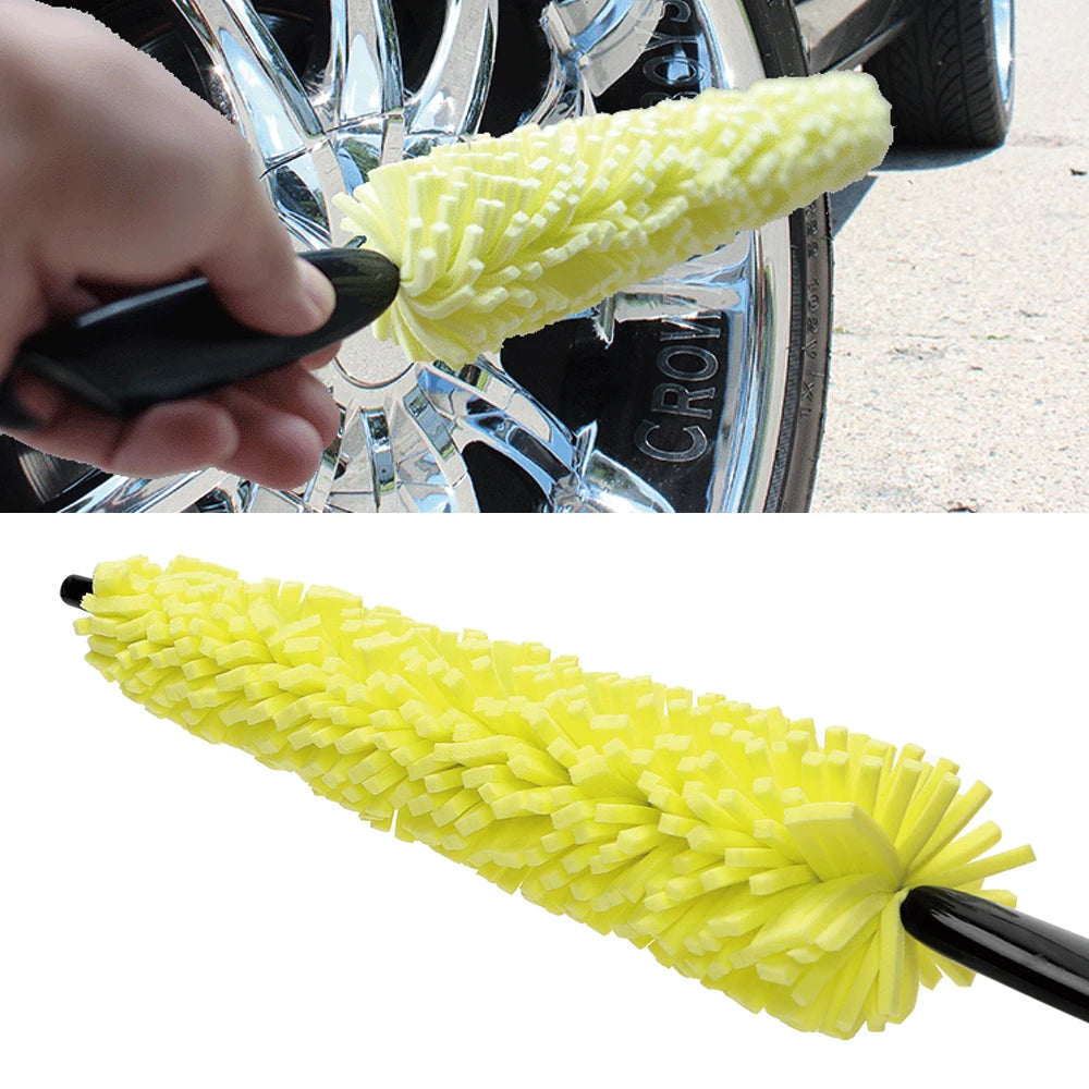 29cm Motorcycle Sponge Brush Wheel Rims Washer Car Hubcaps Wash Auto Cleaning Tool With Handle Bicycle Dirt Pit Bike Accessories