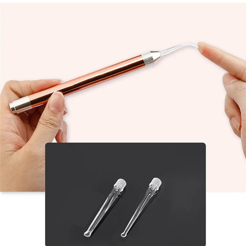 Baby Ear Cleaner Spoon LED Flash Light Ear Wax Curette Picker Visual Children Earpick Eer Wax Dig Remover Nose 2pc siliconespoon