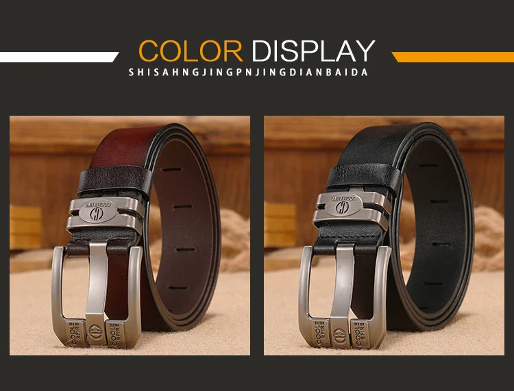 New Men Genuine Leather Belts Cowboy Wide High Quality Buckle Belts for Men Brand Luxury Leisure Vintage Jeans Strap HQ225