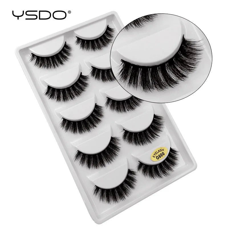 YSDO 5 Pairs False Eyelashes Lashes Natural Fluffy Faux Mink Eyelashes Cilios Mink 3d Soft Lashes Thick Faux Cils Maquiagem