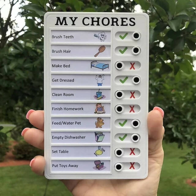 My Chores Kids Checklist Board for Children, Can be Edited to Suit Your Kids Daily Routine, Portable Memo Board