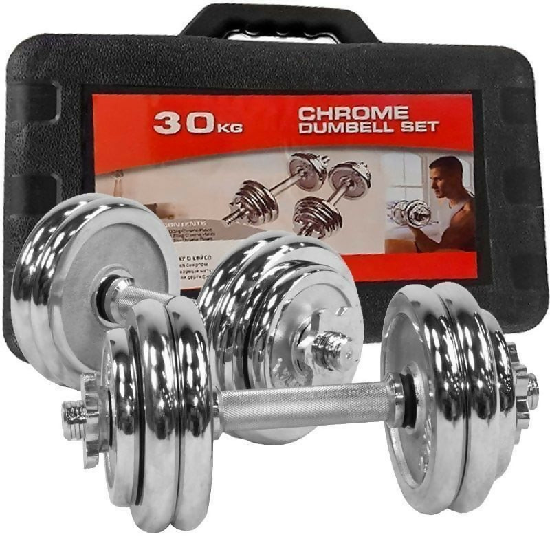 Chrome Dumbells 30kg ( with case)