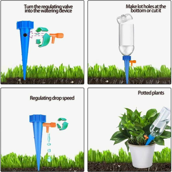 Continuous Plant Self Watering Devices Auto Drip Irrigation Spike With Slow Release Control Switch