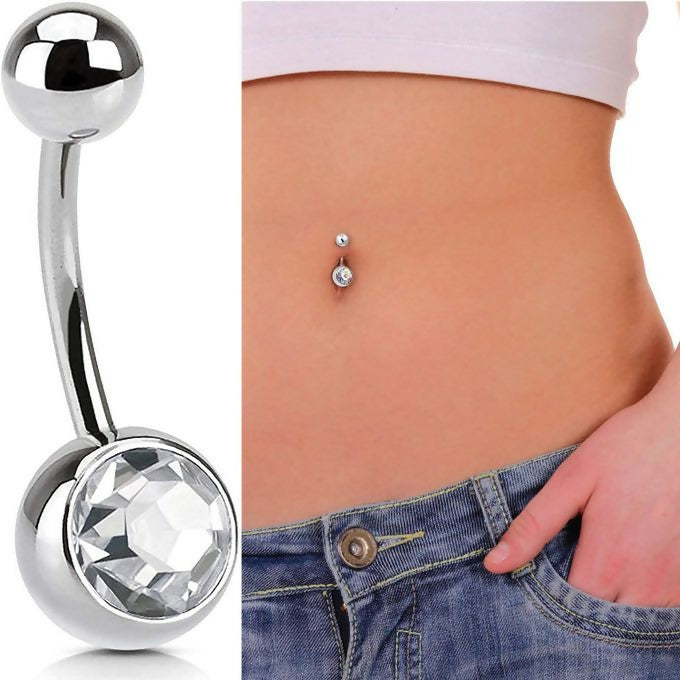 Stainless Steel Belly Button Navel Ring Curved Barbell Piercing