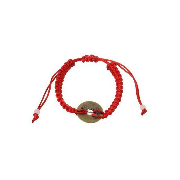 Chinese Feng Shui Wealth Lucky Copper Coin Pendant Red String Bracelet