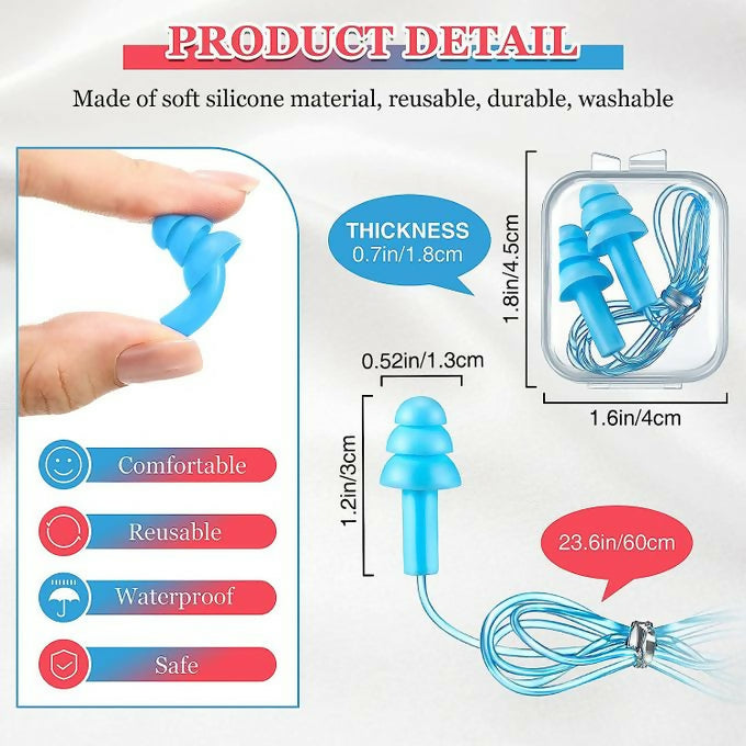 Earplugs Washable & Reusable Noise Reduction For Swimming