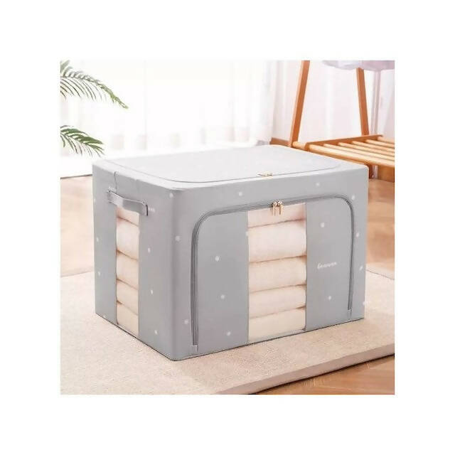 Multipurpose Storage Box: Oxford + Steel, Waterproof, Foldable, Large Capacity, Transparent Design