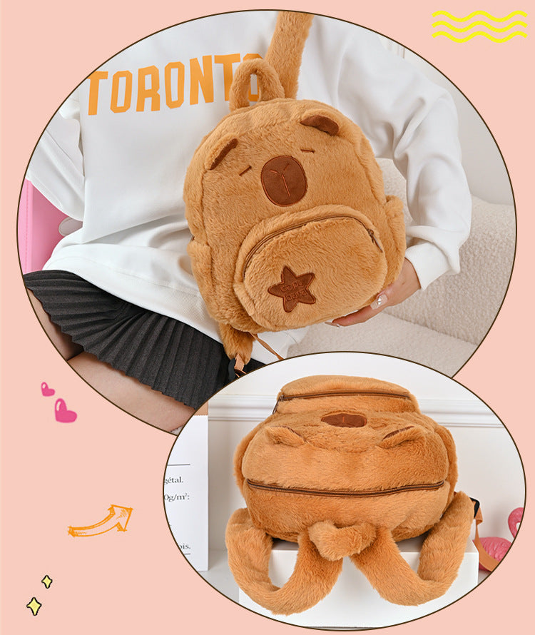 NEW Kawaii Plushie Doll Capybara Plush Backpack Handbag Children's Bag Toy Shoulder Bag Mini Knapsack Bags Gifts For Girlfriend