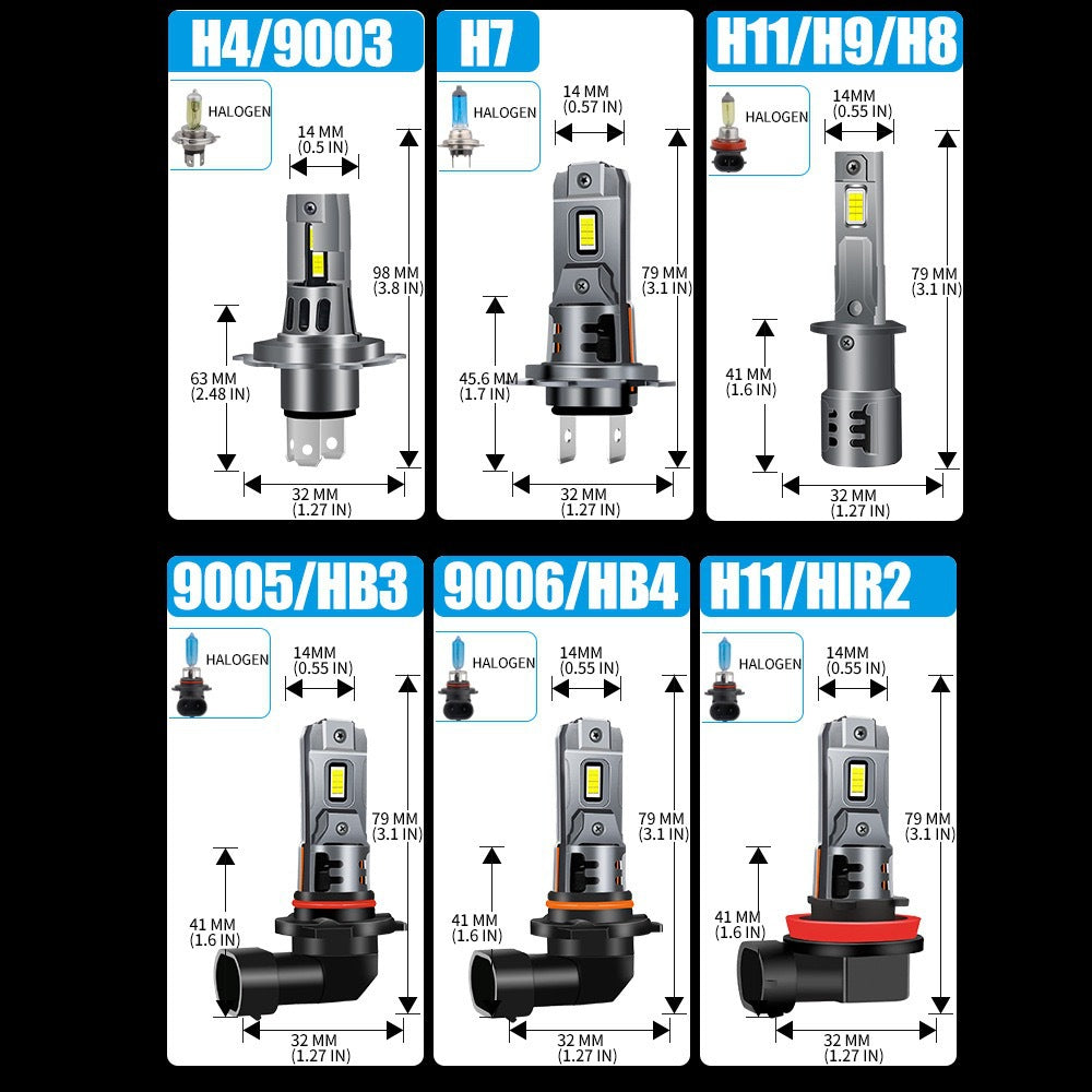 2PCS H7 LED Headlight Bulb Mini 54W 20000LM 6000K CSP for Car Headlamp Automobile LED Lamps