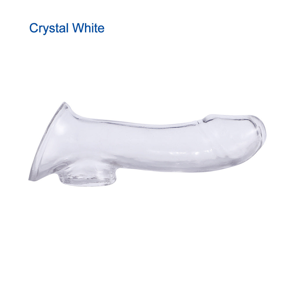 Extension Reusable Condom Penis Sleeve Male Enlargement Time Delay Dildo Enhancer Cock Rings Crystal Clear Condom Adult Sex Toys