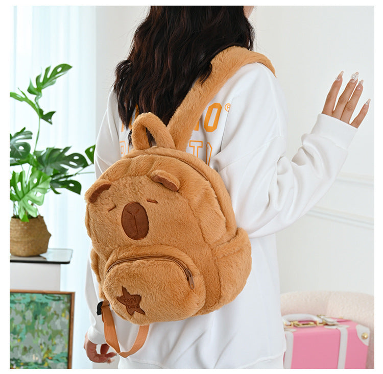 NEW Kawaii Plushie Doll Capybara Plush Backpack Handbag Children's Bag Toy Shoulder Bag Mini Knapsack Bags Gifts For Girlfriend