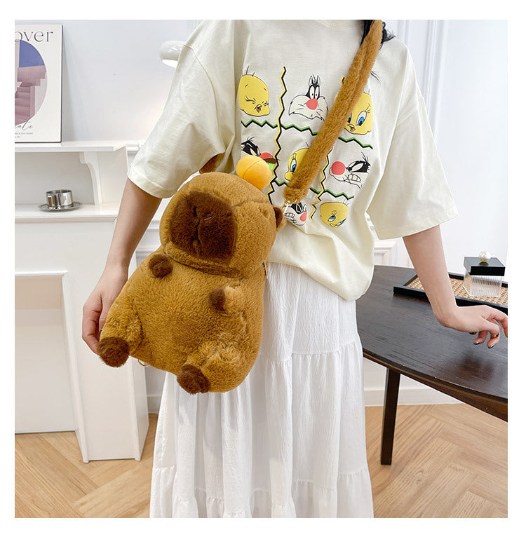 NEW Kawaii Plushie Doll Capybara Plush Backpack Handbag Children's Bag Toy Shoulder Bag Mini Knapsack Bags Gifts For Girlfriend