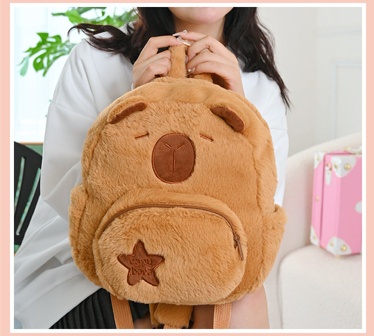 NEW Kawaii Plushie Doll Capybara Plush Backpack Handbag Children's Bag Toy Shoulder Bag Mini Knapsack Bags Gifts For Girlfriend