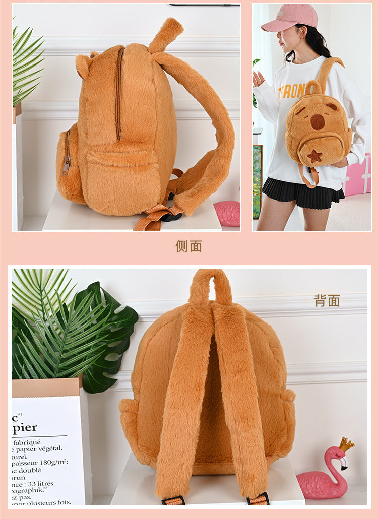 NEW Kawaii Plushie Doll Capybara Plush Backpack Handbag Children's Bag Toy Shoulder Bag Mini Knapsack Bags Gifts For Girlfriend