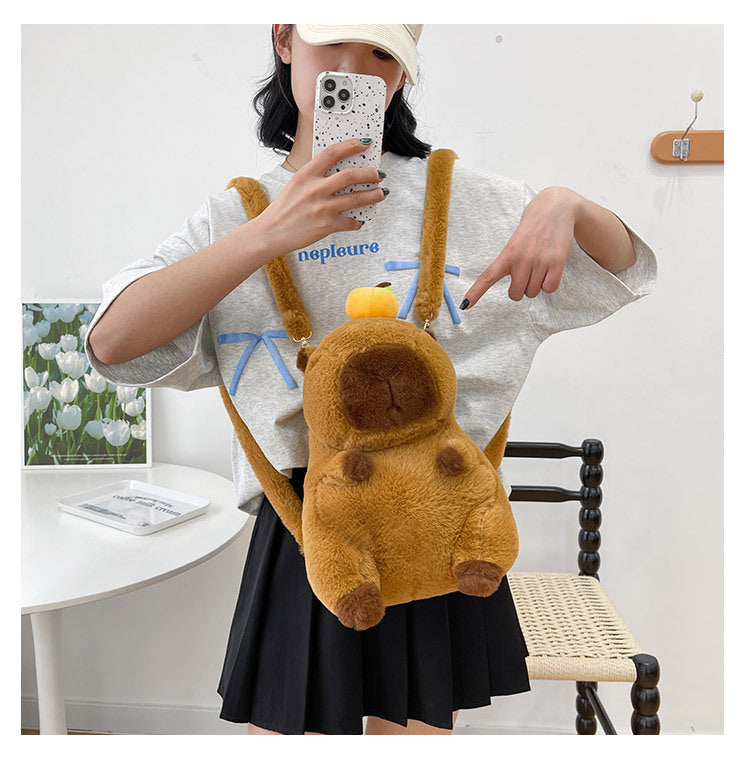 NEW Kawaii Plushie Doll Capybara Plush Backpack Handbag Children's Bag Toy Shoulder Bag Mini Knapsack Bags Gifts For Girlfriend