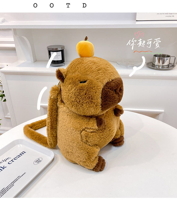 NEW Kawaii Plushie Doll Capybara Plush Backpack Handbag Children's Bag Toy Shoulder Bag Mini Knapsack Bags Gifts For Girlfriend