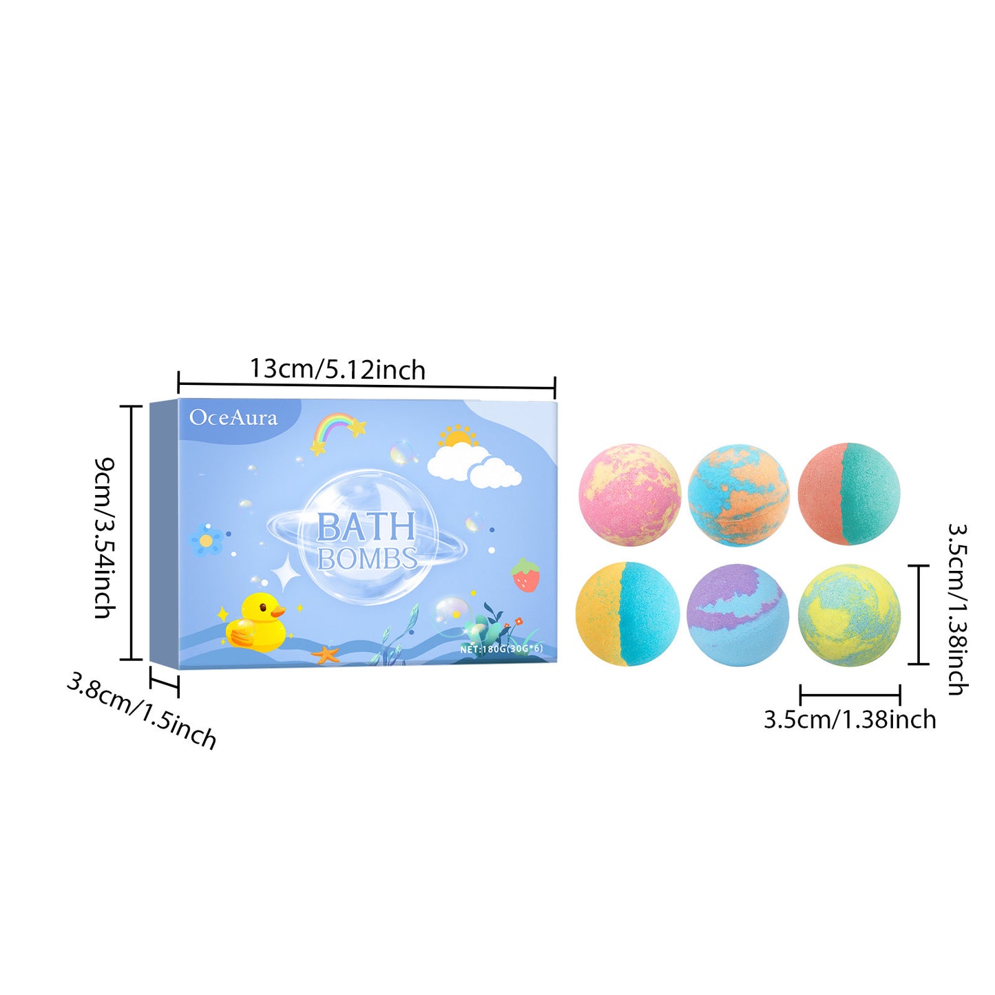 Ocaura Christmas Colorful Salt Bath Balls Rich Bubble Stress Relief Body Spa Essential Oil Deeply Moisturizing Gifts Bath Bombs