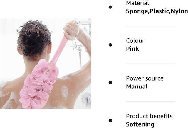Soft Bathing Brush, Long Handle Bath Brush, Back Scrubber Shower Body Brushes, Sponge Hanging Soft Mesh