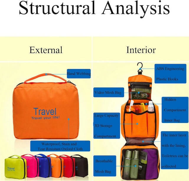 Large Capacity Oxford Material Make-Up/Toiletries Bag, Portable Shower Tote Bag, Large Waterproof Travel Makeup Bag