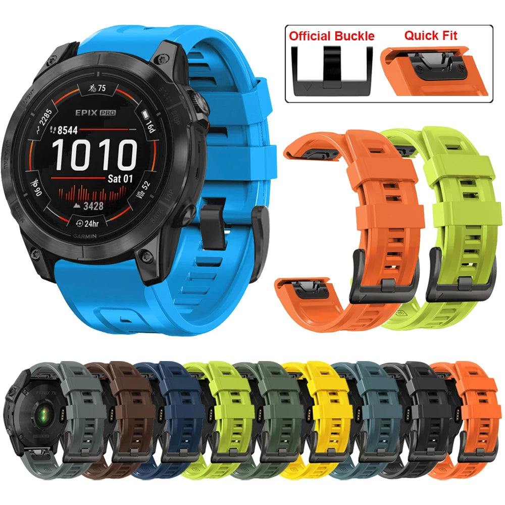 QuickFit 22mm 26mm Silicone Strap For Garmin Fenix 6XPro 5XPlus